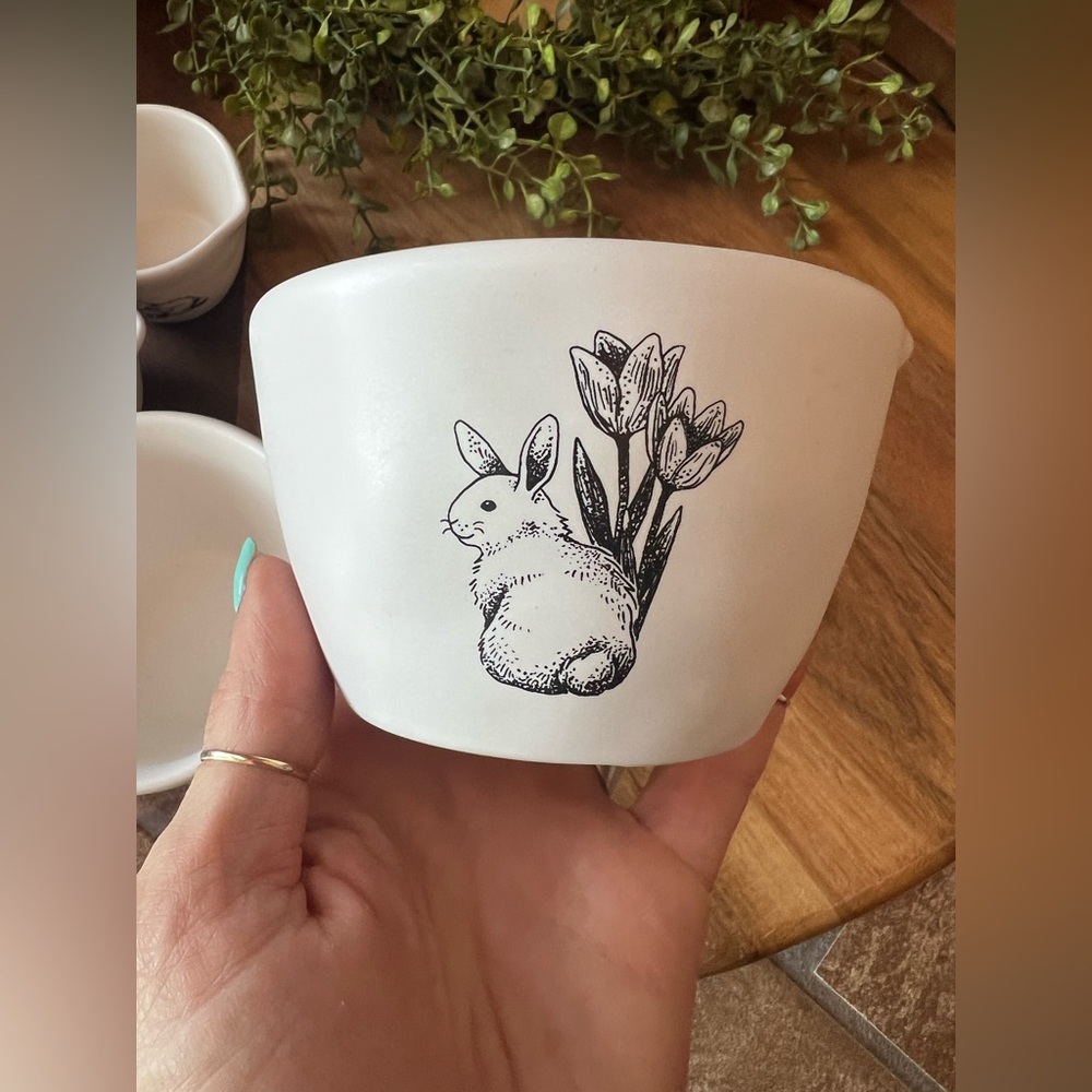 Rae Dunn Artisan Collection 2024 Blue Bunny Sketch Easter Measuring Cups